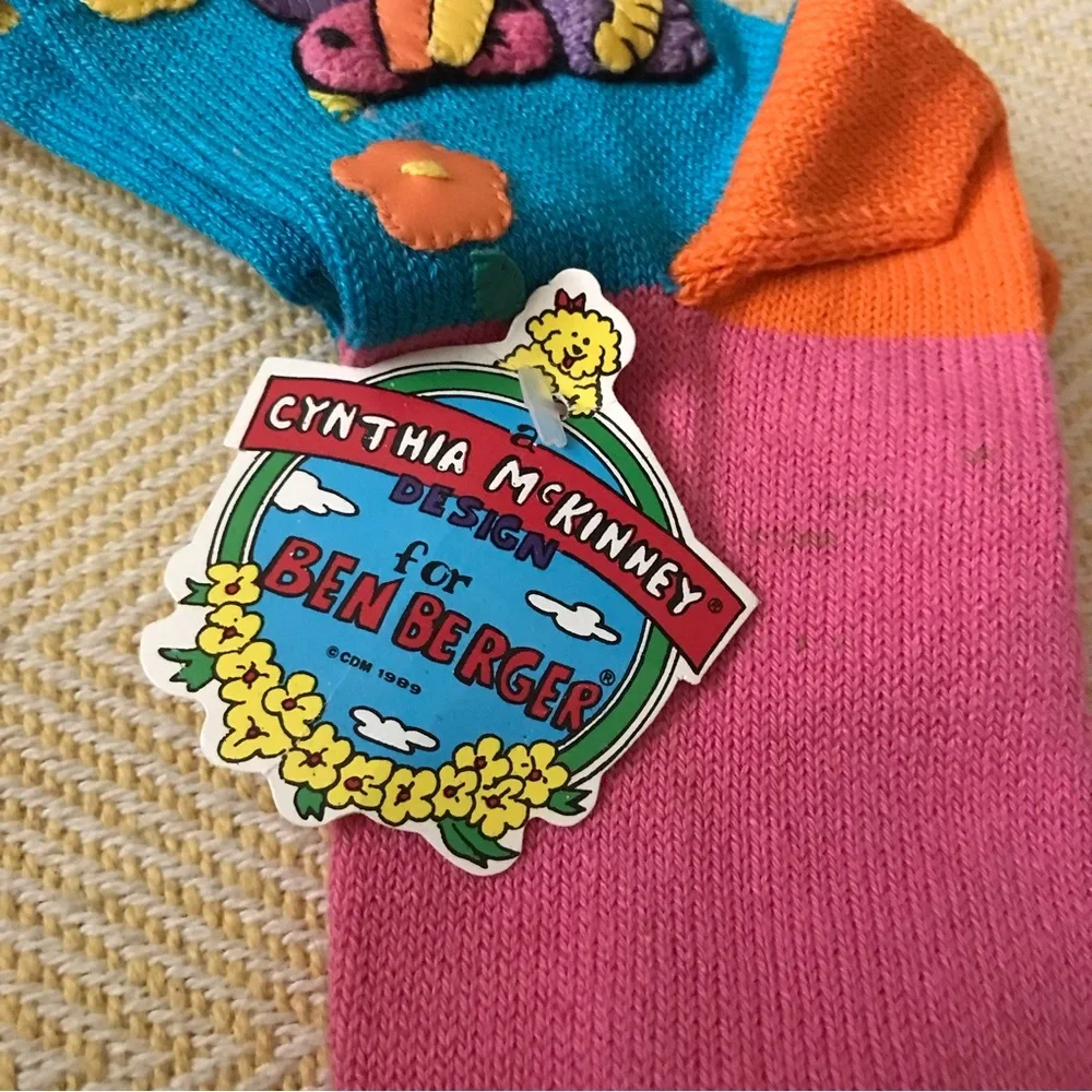 Vintage Colorful Appliqué Kids Socks